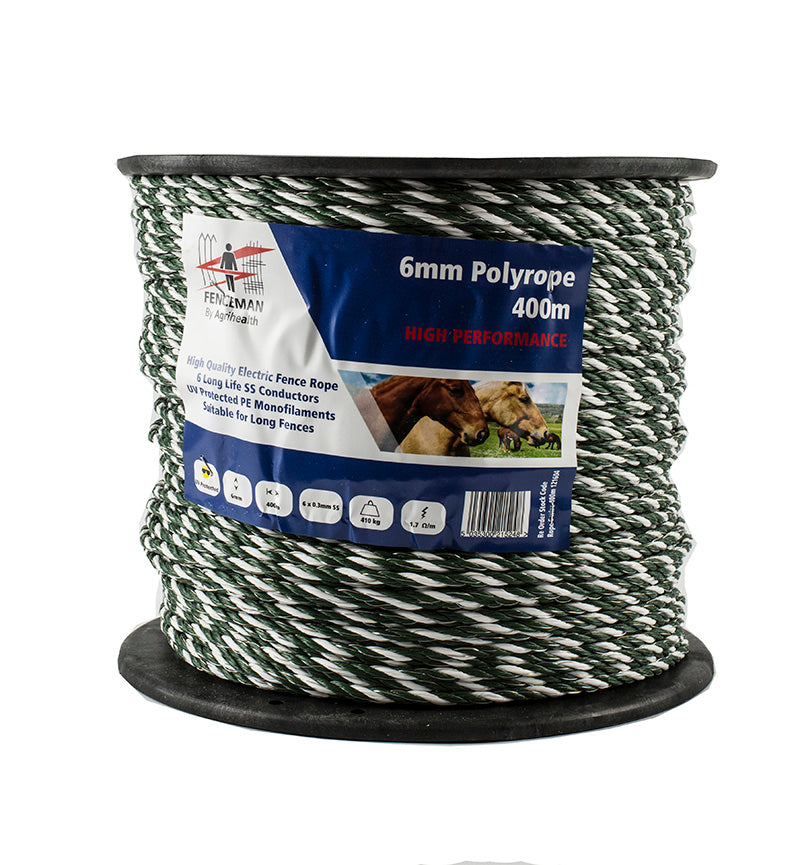 Fenceman 6mm HP Polyrope 400m Green
