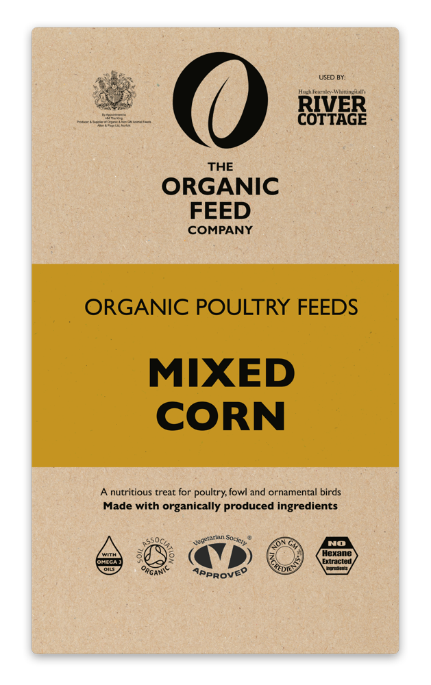 Package of Organic Feed Company Mixed Corn for poultry