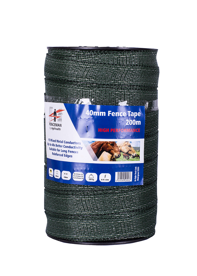 Fenceman Green Tape 200m 40mm HP