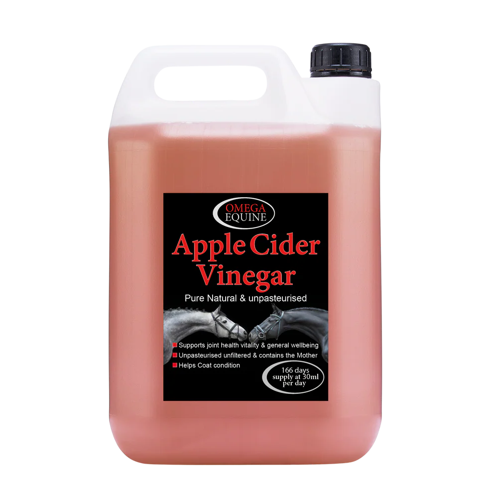 Omega Equine Apple Cider Vinegar container on a white background