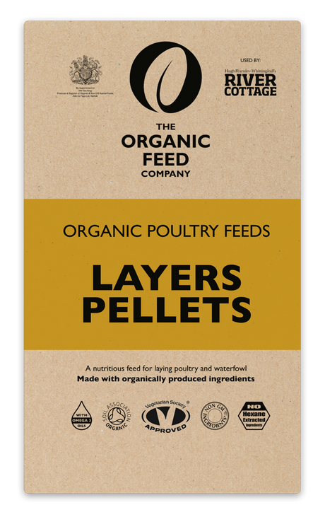 Package of Organic Feed Company Layers Pellets on a white background
