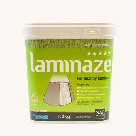 Laminaze product container with green label on a white background